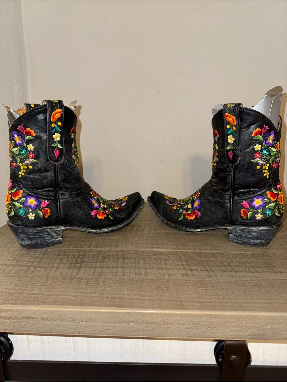 Old Gringo Sora Embroidered Floral Leather Western Cowboy Boots Black 7.5 - Picture 7 of 10